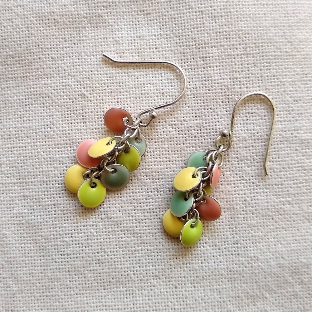 Sterling silver enamel chandelier dangle earrings